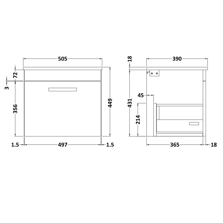 Nuie 50cm WallMounted Under Sink Storage Unit Wayfair.co.uk